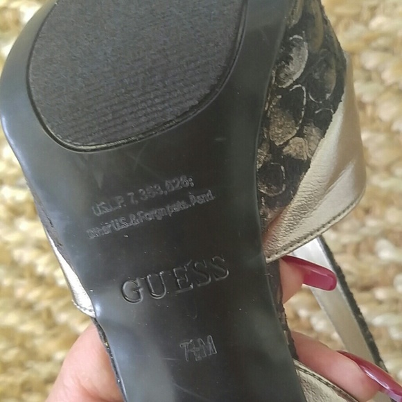 GUESS Pewter & Black Faux Snakeskin Heels - Picture 6 of 7